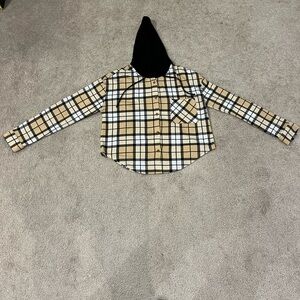 No Boundaries Plaid Flannel Shirt with Hood